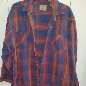 St. John's Bay Red & Blue Plaid Casual Button-Down Shirt
